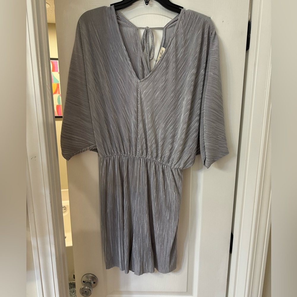 Sparkly Silver Pleated Romper